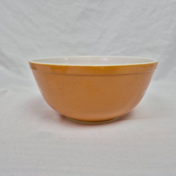 Pyrex Milk Glass Butterfly Flowers Mixing Bowl 2.5qt 403 Orange/White VINTAGE - Picture 3 of 10